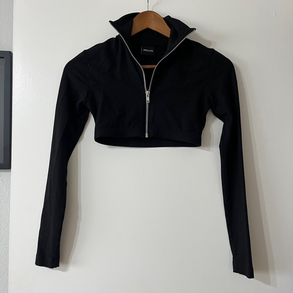 Jony Cota Black Zip-Up Cropped Top
